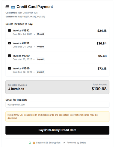 Payment portal — CC and ACH